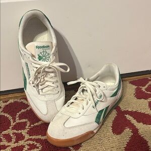 Reebok Classic White and Green Athletic Shoes